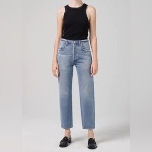 Citizens of Humanity Emery Crop Relaxed Straight in Old blue. Size 24